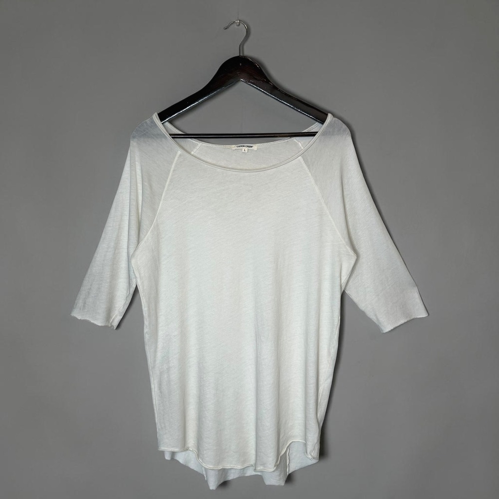 Cotton Citizen 100% Supima Cotton Boat Neck T-Shirt Off White size Large